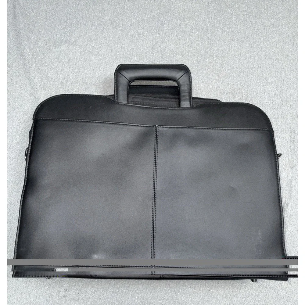 Dell Black Leather Padded Laptop Briefcase Bag for 15 in Laptop